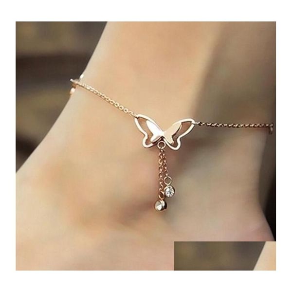 Бохо Ножные браслеты-бабочки Золотые браслеты на щиколотке Пляжные украшения для ног для женщин и Прямая доставка Otdil