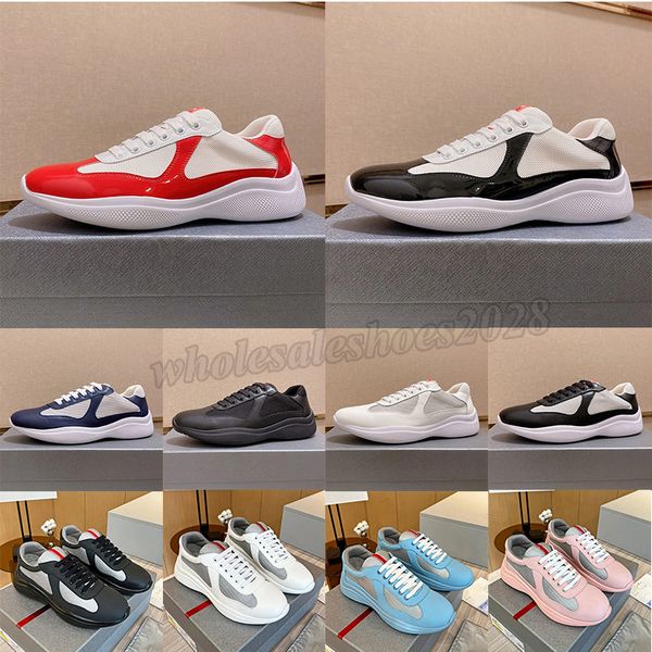 2024 OG Original Casual Designer Shoes Americas Cup Sneaker in morbido tessuto di gomma Mens Nero Bianco in pelle verniciata Panda Scarpe da ginnastica Mesh America per uomo sportivo Sneakers