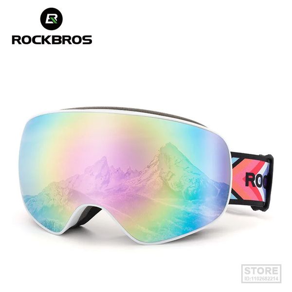 Rockbros çift antifog kayak gözlükleri mevcut miyopa gözlükleri büyük net görünümlü erkekler kadınlar açık spor snowboard göz farı 240112