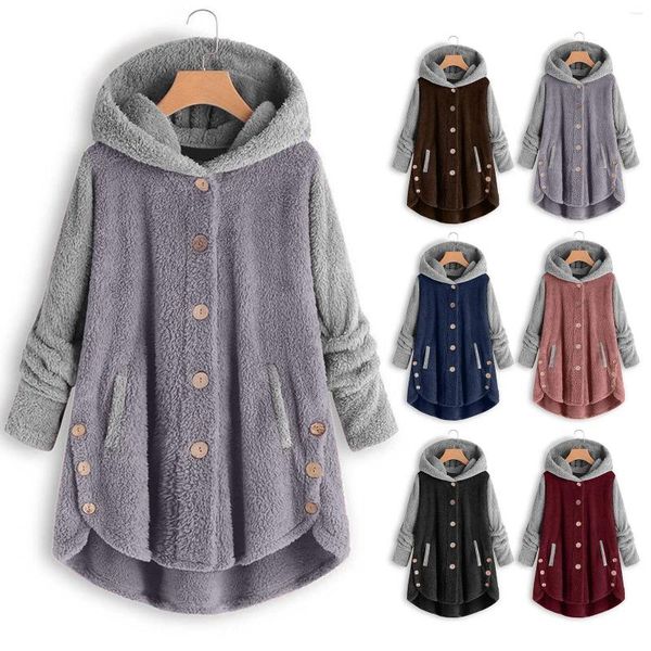 Jaquetas femininas outono inverno ponto casaco de pelúcia mulher pele do falso oversize senhoras grosso quente jaqueta feminina pelúcia fofo outwear