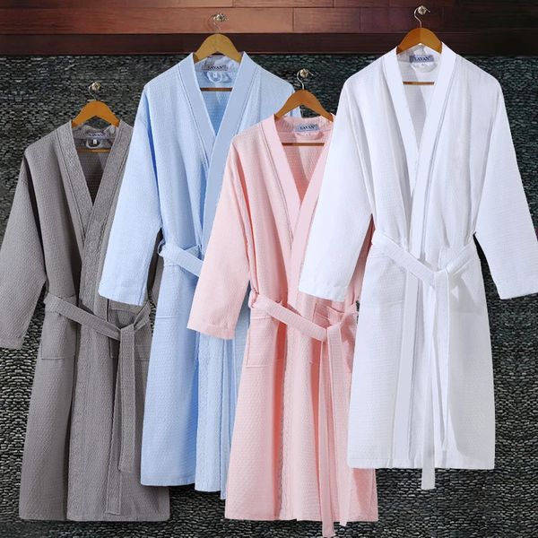 In vendita Uomo Kimono Accappatoio Succhiare Acqua Plus Size Estate Waffle Accappatoio Asciugamano Donna Vestaglia Spa Damigella d'onore Indumenti da notte Sexy 240113