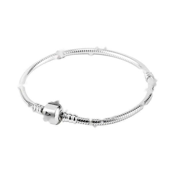 Cazibe bilezik 925 Sterling gümüş 3mm yılan zinciri fit pandorabracelet cazibe boncuk bileklik bileklik diy takı hediyesi erkekler için kadınlar için