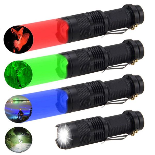 Ponteiro laser atacado lanterna led luz de iluminação 3 modos zoomable tocha tática lâmpada para pesca caça detector entrega gota dhidl