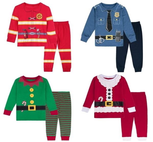 Christms Pijama Çocuklar İçin Setler Erkek Pijama Çocukları Komik Karnaval Partisi Toddler Noel Baba PJS 210 Yıl 2201101293613