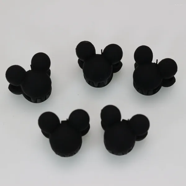Grampos de cabelo 20 plástico preto fosco bonito mini mouse cabeça garra braçadeira 20mm pequeno clipe