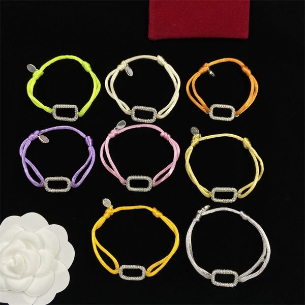 8 estilos de luxo feminino designer pulseira corda preta v carta diamante pulseira amantes da moda jóias presente do feriado