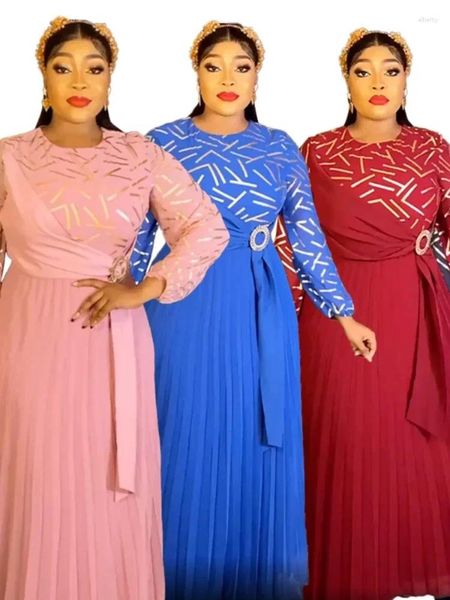 Roupas étnicas Plus Size Vestidos de Festa Africanos para Mulheres 2024 Verão Chiffon Long Maxi Vestido Elegante Kaftan Vestido Muçulmano Senhoras