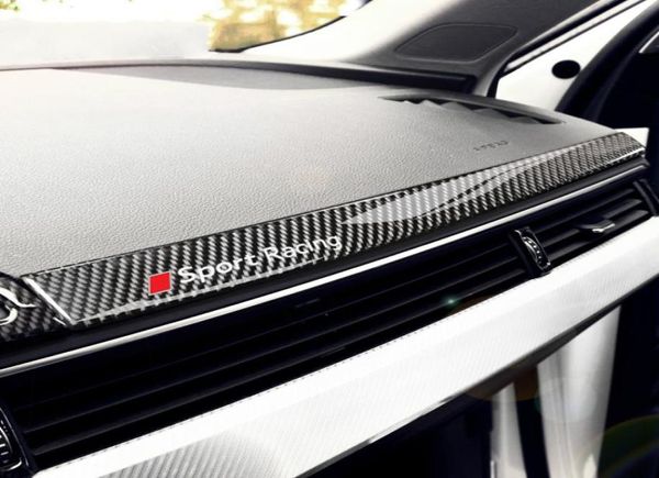 Аксессуары для салона автомобиля из углеродного волокна, украшение для приборной панели, наклейки на полоску автомобиля для A4 A5 2017-Car Styling1223587