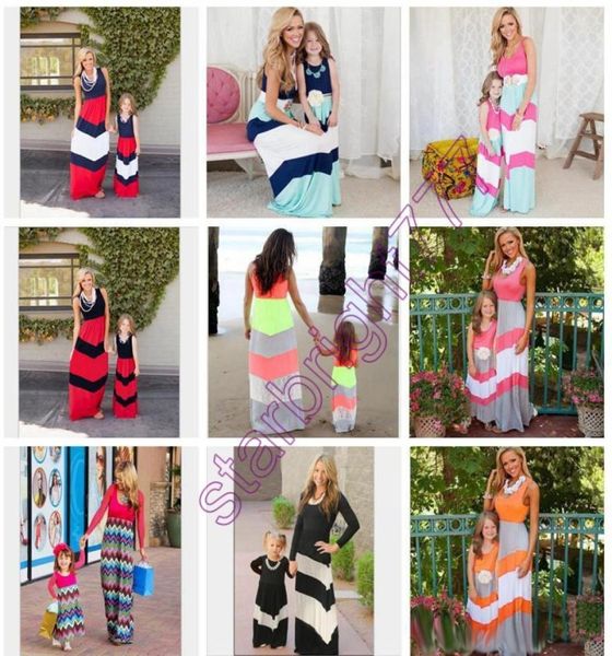 16 estilos de roupas combinando para a família, conjuntos de retalhos para meninas, mãe e filha, vestidos de praia combinando, roupas maxi chevron st2642424