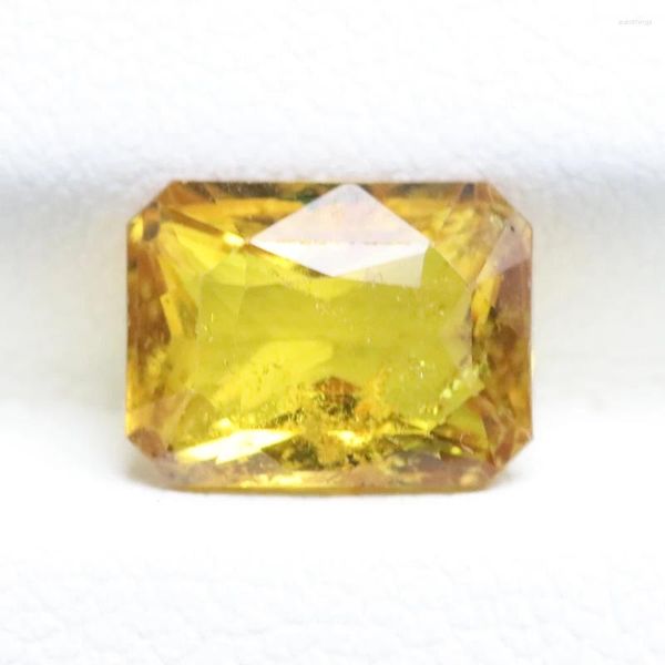 Gema de diamantes soltos 2.65ct retângulo de safira amarela 8.62X6.47X4.19mm Brinco pingente de anel personalizado privado pedra principal natural sem tratamento
