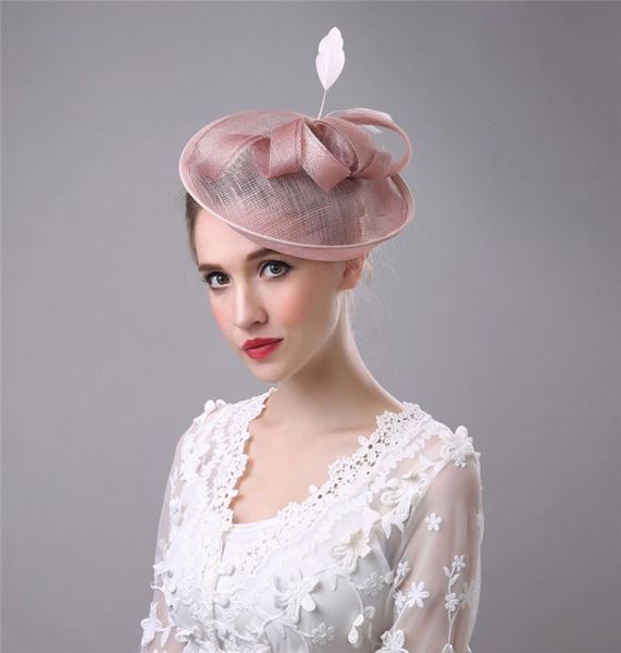 Fascinator Forcina da sposa Fiore Piuma Fiocco Accessori per capelli Cappelli da sposa per la festa nuziale Veli natalizi Fasce per capelli Vintag8166770