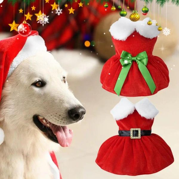 Abbigliamento per cani Abito per animali Decorazione per cintura Cosplay Papillon di Babbo Natale Accessorio per feste Gonna per festival di Natale in velluto dorato per cucciolo