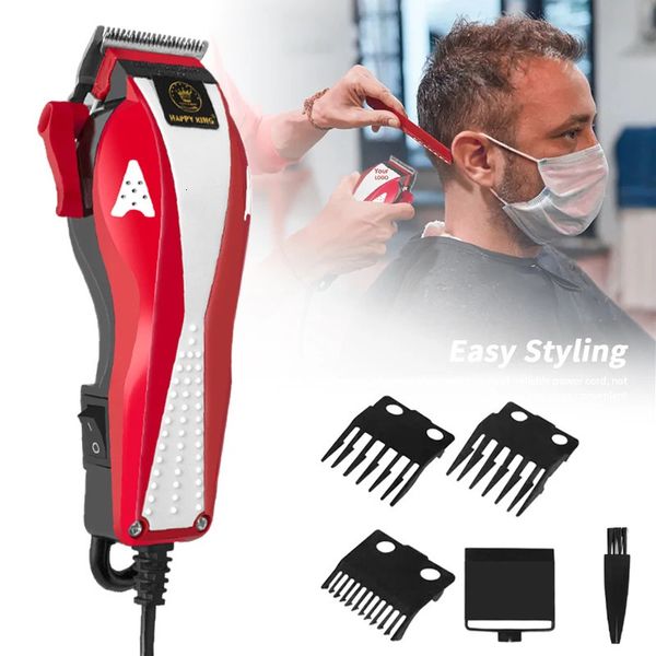 Máquina de cortar cabelo profissional, barbeiro ac, 13w, aparador poderoso, barbeador silencioso, 19m, máquina de corte de cabo, 3 pentes de proteção 240112