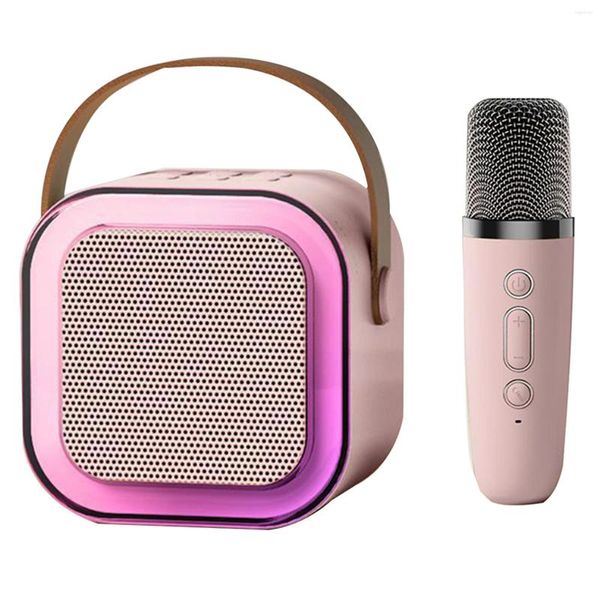 Microfones Karaoke Máquina Portátil Microfone Sem Fio BT Speaker RGB Luz 64G TF Cartão Tipo-C Fone de Ouvido para Reunião de Festa