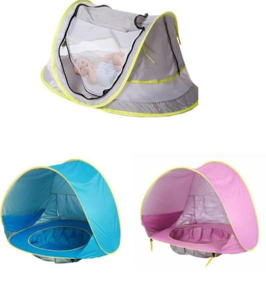 Bebek Seyahat Yatağı Taşınabilir Plaj Çadır Upf Güneş Barınak Up Sivrisinek Net ve 2 Pegs Ultralight Çocuk Açık Oyuncaklar Bütün2403269