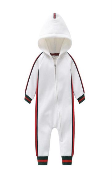 Gute Qualität Baby Jungen Mädchen Mit Kapuze Strampler Infant Langarm Zipper Overalls Herbst Winter Kleinkind Verdicken Warme Onesies Kinder Clot1974558