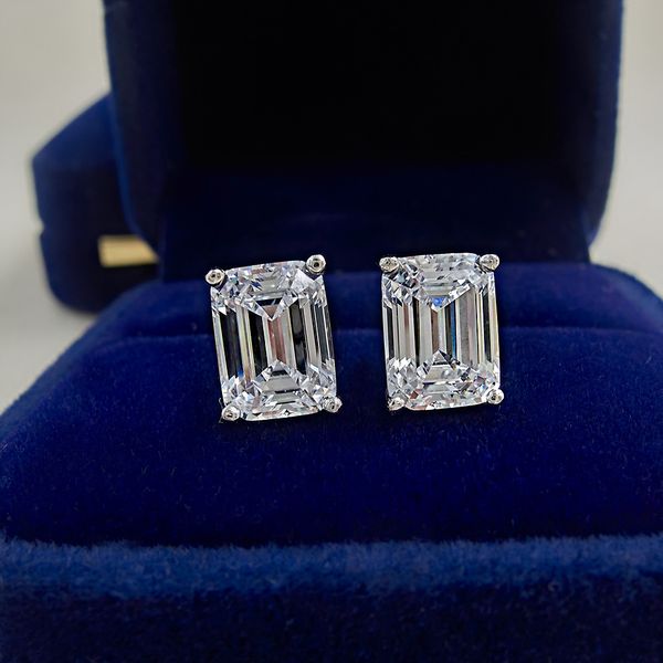 Brincho de joias de luxo Fino Real 100% 925 Prata esterlina Emerald Corte Branco 5A Cúbico Zircão CZ Diamond Gemons Party Mulheres Presente de casamento nunca desaparece