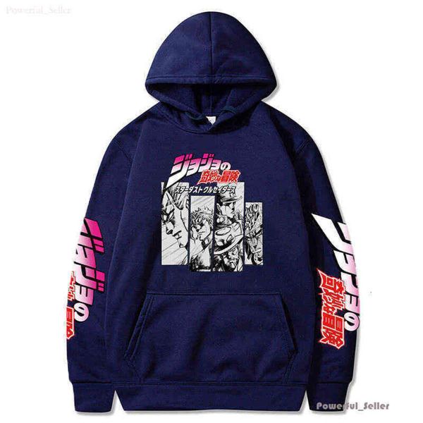 Harajuku jojo tuhaf macera kapüşonlu Japon anime erkekler/kadınlar uzun kollu sweatshirt üstleri karikatür hip hop eski kıyafetler 2024 Salı Ess 8601