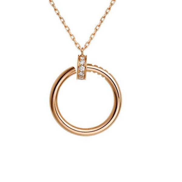 Collana di design di gioielli di moda di lusso Collane per unghie in oro rosa platino per donna Diamanti pieni Acciaio inossidabile Catena lunga Regalo di anniversario B3046900 OISB