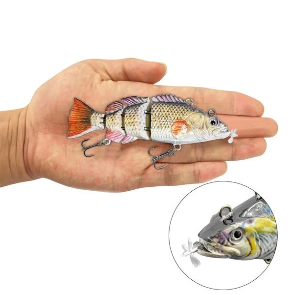 10cm pequena isca de natação robótica pesca auto elétrica isca wobblers para swimbait usb recarregável piscando luz led 240113