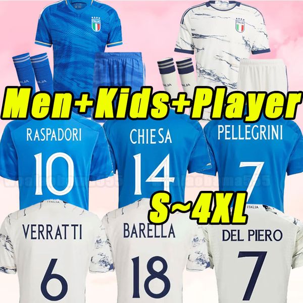 Italia Bonucci Soccer Maglie Jorginho Insigne Verratti Hiesa Barella Spinazzola Chiellini Itary 2023 2024 uomini Kit Kit Kit Fals