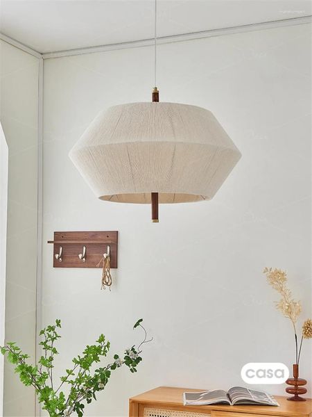 Kolye lambaları İskandinav kumaş dokuma oturma odası ışıkları modern minimalist ev mobilya yatak odası çalışma yemek sanat dekor
