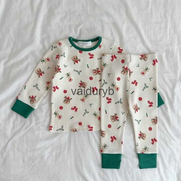 Set di abbigliamento Neonato Neonata Set di vestiti Set Camicia di cotone + Pantalone Neonato Pigiama di Natale Pigiama per bambini Tuta per bambini 6M-2Yvaiduryb