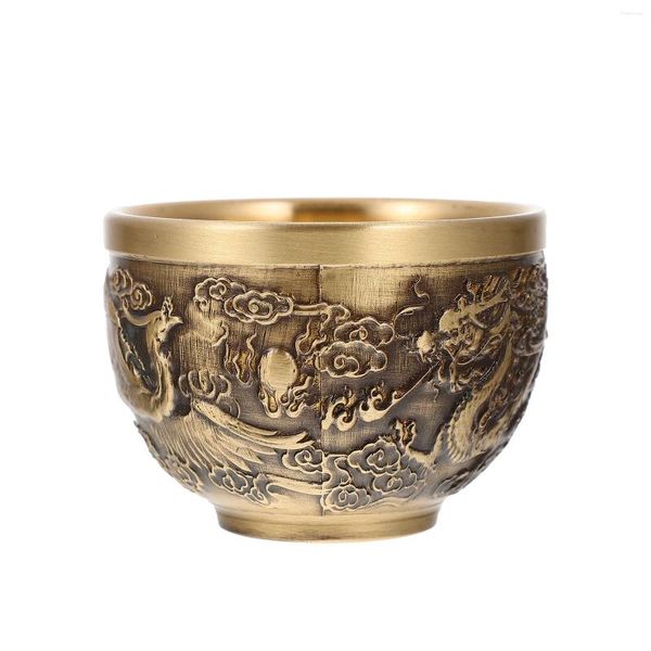 Conjuntos de chá pequeno metal xícara de chá escultura teacup oriental canecas cerimônia gongfu vintage cobre vidro para beber matcha
