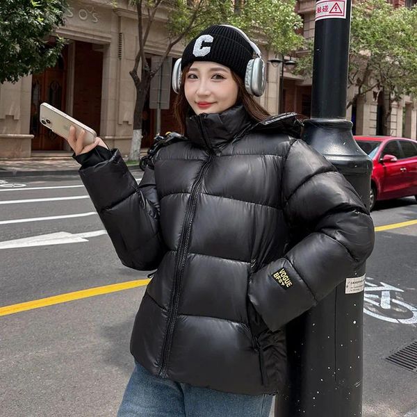 Casacos de Trench das Mulheres Mulheres Jaqueta Inverno 2024 Preto Puffer Oversized Com Capuz Bolha Casaco Super Quente Cinto Interno Conveniente Algodão Acolchoado Parka