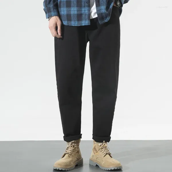 Jeans masculinos 2024 outono / inverno moda plus size solto haren calças boom papai preto roupas masculinas