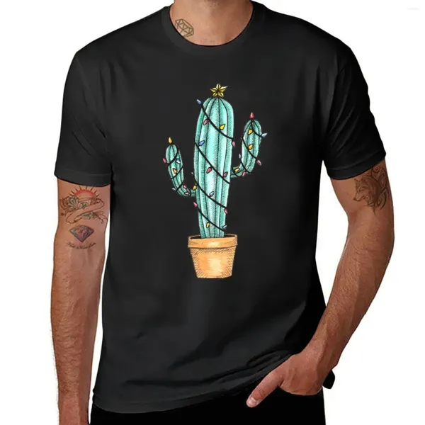 Canotte da uomo T-shirt con cactus di Natale Abbigliamento estetico Ragazzi Camicia con stampa animalier Abiti estivi T-shirt grafiche da uomo