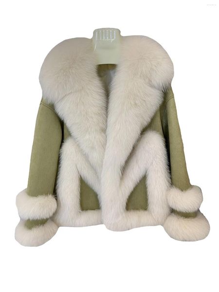 Женское меховое пальто с лацканами, короткая свободная версия однотонного кардигана, теплый и удобный дизайн, зима 2024, 1124