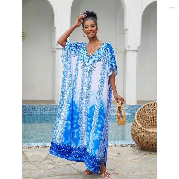 Costumi da bagno da donna Maxi abiti da spiaggia Caftani stampati per donna Tunica bikini Cover Up Manica a pipistrello Costumi da bagno per le vacanze estive Saldi!