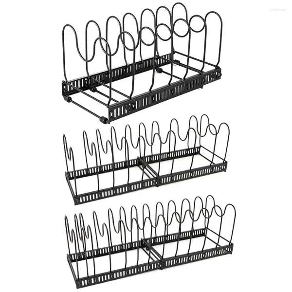 Mutfak Depolama 7/10/13 Katmanlı Tencere Pişirme Kızartma Rafı 2 DIY Yöntemleri Dolap Organizatörü Bakeware kesme tahtaları için