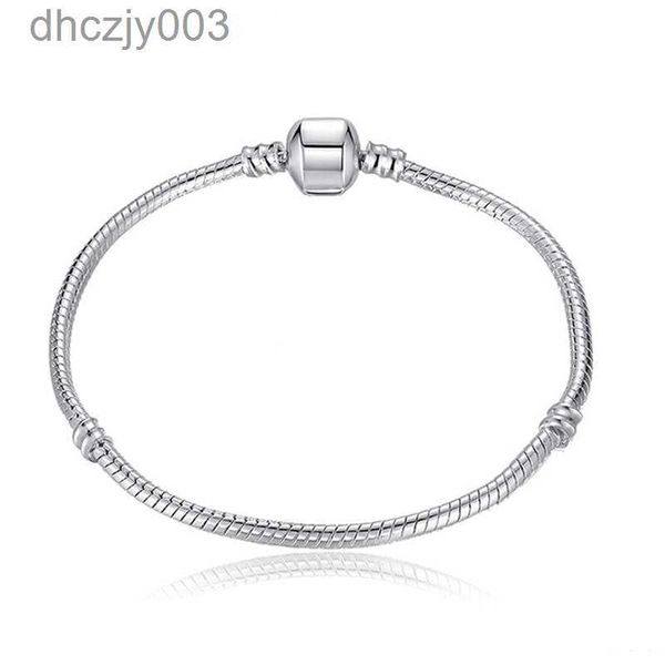 Mode S925 Sterling Silber Überzogene Schlange Kette Armband Fit Charm Perlen Armbänder Armreif Schmuck Geschenk für Frauen Männer 16-23 cm Großhandelspreis VFL5