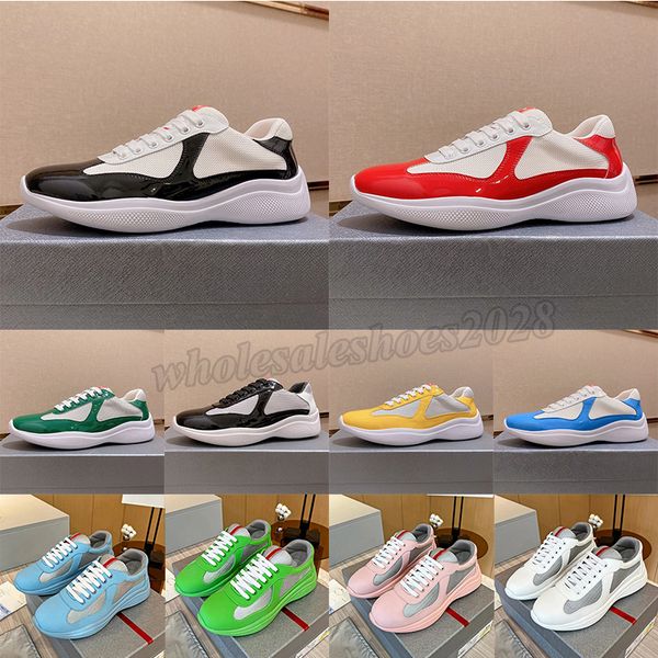 Big Size 46 Scarpe firmate casual Americas Cup Sneaker in tessuto di gomma morbida Uomo Scarpe da ginnastica Panda in pelle verniciata bianca nera Maglia America per uomo Appartamenti sportivi OG Sneakers