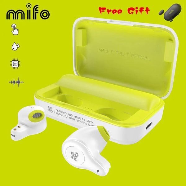 Kulaklıklar Mifo O2 Touch İki Mini Bluetooth 5.0 Kulaklıklar Gerçek Kablosuz Kulaklıklar Eller Ücretsiz Mikro Su Geçirmez Kulaklık Şarj Kutusu