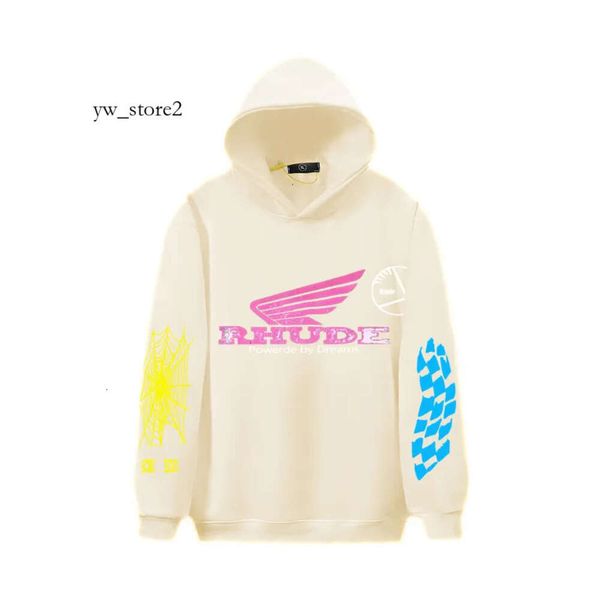 Rhude Hoodie Дизайнерские мужские толстовки с капюшоном Мужчины Женщины Rhude Racing Hoodie Мода 100% хлопок Уличная одежда Пуловеры Толстовки Хип-хоп Мужская спортивная одежда с длинными рукавами 8360