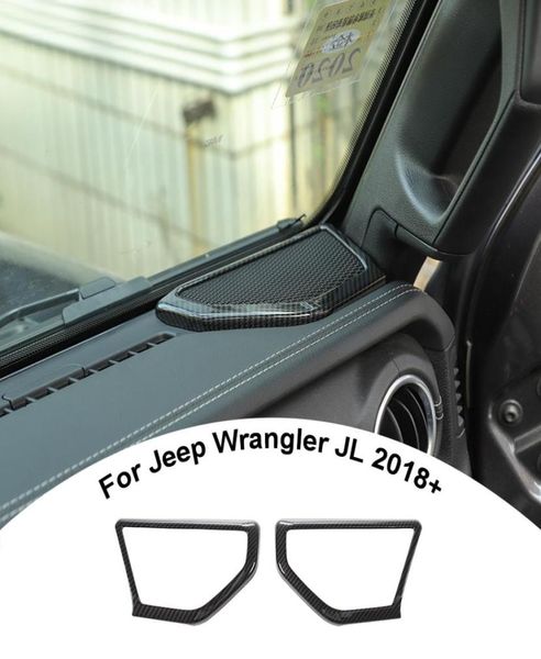 Углеродное волокно ABS Колонка Динамик Кольцо Декоративный чехол для Jeep Wrangler JL 2018 Авто Аксессуары для интерьера7370698