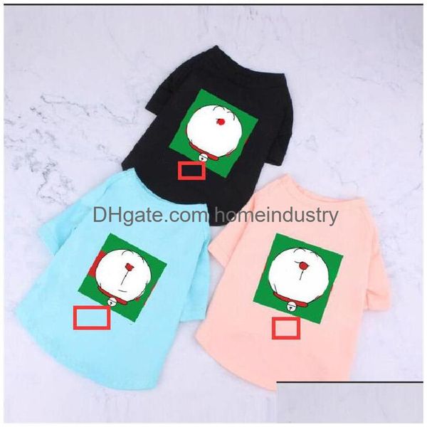 Maglietta per animali domestici ad alta elasticità Abbigliamento per cani Stampa classica di cartoni animati Cani per gatti Magliette estive Soft Touch Schnauzer in cotone T-shirt Drop Delivery Dhk8Z