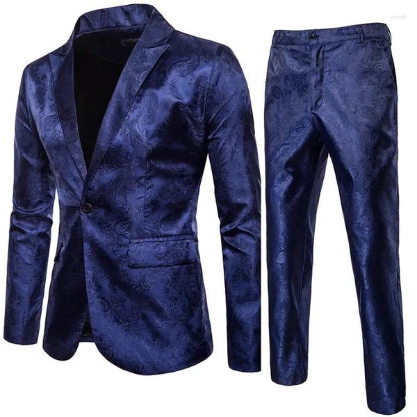 Herren-Trainingsanzüge, hochwertiges, klassisches Jacquard-Anzug-Set, 2-teilig (Blazer-Hose), luxuriös, modisch, Business, schmal, geselliger Ball-Frack