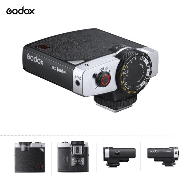 Aksesuarlar Godox Lux Junior Retro Kamera Flash GN12 6000K Otomatik Odak Uzunluğu Canon Nikon Sony Fuji Olympus Hotshoe Kameralar