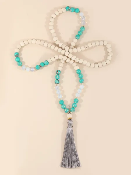 Ожерелья с подвесками OAIITE 8 мм, зеленое ожерелье с императорским опалом и камнем, мужское деревянное ожерелье из бисера, женское йога-баланс, классическая модная цепочка для свитера