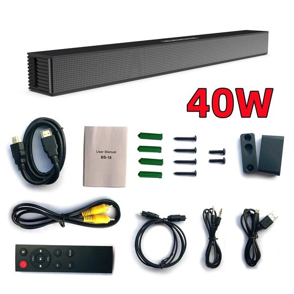 Soundbar 40 W Bluetooth-Lautsprecher HiFi-Stereo-Surround-TV Soundbar-Heimkino TWS-Musikcenter 4000 mAh mit Koaxialfasereingang FM-Radio