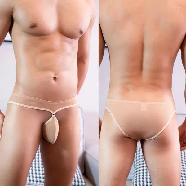 Cuecas masculinas engraçado roupa interior exposto cabelo gays bolsa convexa sexy baixo quer briefs calcinha fio de gelo lingerie confortável