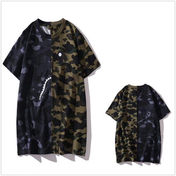 Herren-T-Shirt, Bapes-Shirt, grafisches T-Shirt, Bapes-Hoodie, Kleidung, Hai-T-Shirts, Baumwolle, Camouflage, Reißverschluss, Aufdruck, Camo, leuchtet im Dunkeln, High Street Hipster Bapesta-Shirt 4785