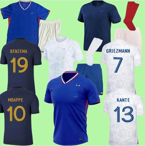 24 25 Euro Cup French Home Home Jersey Mbappe Soccer Maglie Dembele Coman Saliba Kante Maillot de Foot Equipe Maillots Griezmann Kid Kit Men Player Shirt Football Shirt