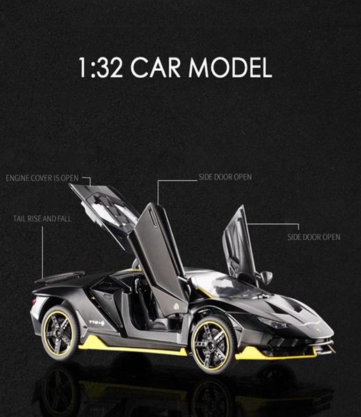 KIDAMI 132 Scala Aventador 770 Pressofuso Modello di veicolo Macchinine Tirare indietro Auto con luce sonora Collezione regalo per bambini Adulti Y20036110477