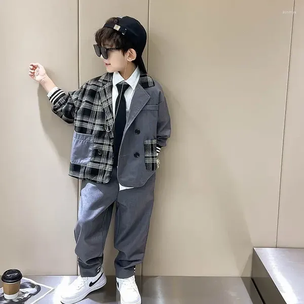 Giyim Setleri Erkekler Sonbahar Kış Moda Takım Uzun Kollu Korece Versiyon Şık Yakışıklı Canlı Sevimli Çocuk Çocuklar