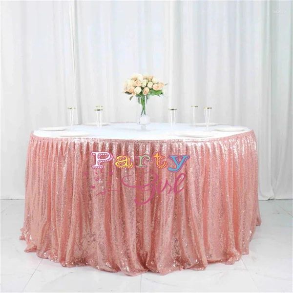 Gonna da tavolo Battiscopa per tovaglia in tessuto con paillettes design oro rosa per la decorazione di feste di eventi di nozze